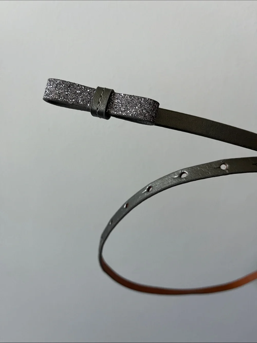 Leather sparkly metallic dainty bow statement belt size large